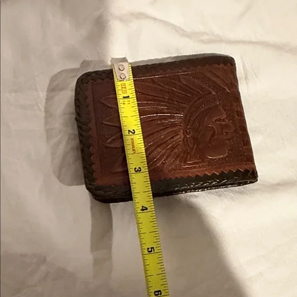 Brown Leather Wallet with Embossed Design - Picture 10 of 12